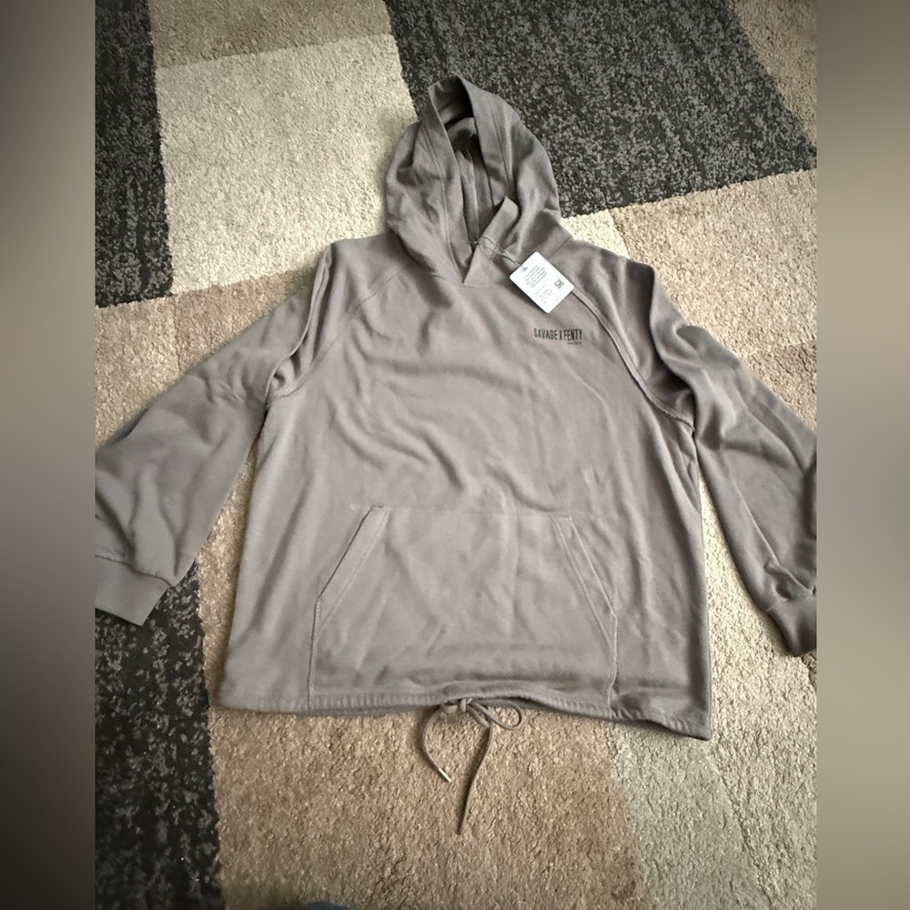 Savage X Fenty by Rihanna Xssential Mens Terry Scope Logo- Raglan Hoodie - Small